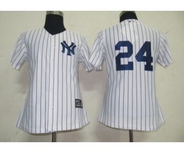 women mlb new york yankees #24 robinson cano white[black strip]