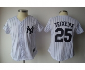 women mlb new york yankees #25 teixeira white[black strip]