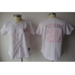 women mlb new york yankees #25 teixeira white[pink strip]