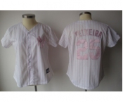 women mlb new york yankees #25 teixeira white[pink strip]