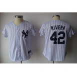 women mlb new york yankees #42 rivera white[black strip]