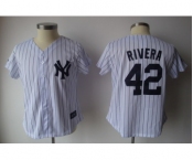 women mlb new york yankees #42 rivera white[black strip]