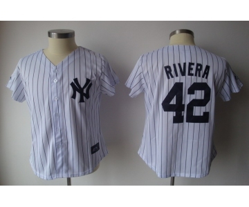 women mlb new york yankees #42 rivera white[black strip]