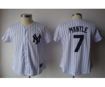 women mlb new york yankees #7 mantle white[black strip]