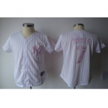 women mlb new york yankees #7 mantle white[pink strip]