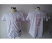 women mlb new york yankees #7 mantle white[pink strip]