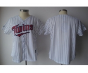 MLB Women Jerseys Minnesota Twins blank White[blue strip]