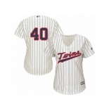 Women Majestic Minnesota Twins #40 Bartolo Colon Authentic Cream Alternate Cool Base MLB Jersey