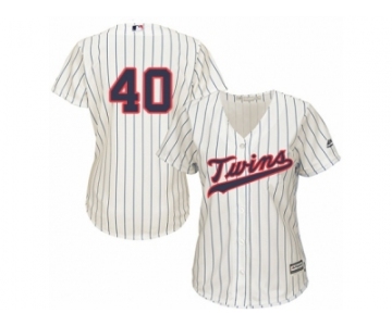 Women Majestic Minnesota Twins #40 Bartolo Colon Authentic Cream Alternate Cool Base MLB Jersey