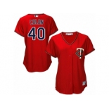 Women Majestic Minnesota Twins #40 Bartolo Colon Replica Scarlet Alternate Cool Base MLB Jersey