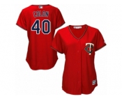 Women Majestic Minnesota Twins #40 Bartolo Colon Replica Scarlet Alternate Cool Base MLB Jersey