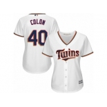 Women Majestic Minnesota Twins #40 Bartolo Colon Replica White Home Cool Base MLB Jersey