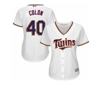 Women Majestic Minnesota Twins #40 Bartolo Colon Replica White Home Cool Base MLB Jersey