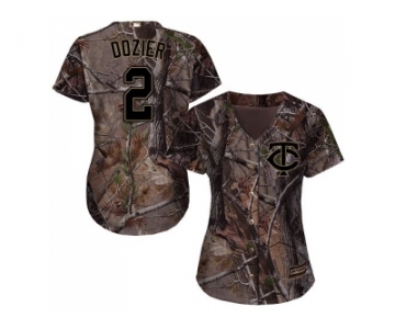 Women Minnesota Twins #2 Brian Dozier Camo Realtree Collection Cool Base Stitched MLB Jersey