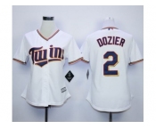 Women Minnesota Twins #2 Brian Dozier White Home Stitched MLB Jersey