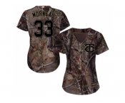 Women Minnesota Twins #33 Justin Morneau Camo Realtree Collection Cool Base Stitched MLB Jersey