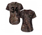 Women Minnesota Twins #34 Kirby Puckett Camo Realtree Collection Cool Base Stitched MLB Jersey