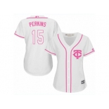 Women's Majestic Minnesota Twins #15 Glen Perkins Authentic White Fashion Cool Base MLB Jersey