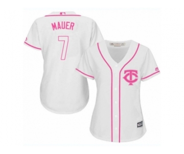 Women's Majestic Minnesota Twins #7 Joe Mauer Replica White Fashion Cool Base MLB Jersey