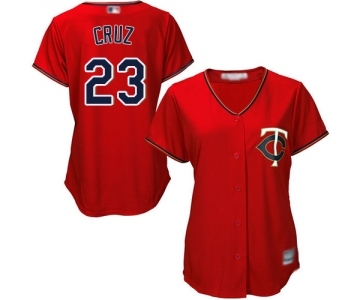 Women's Minnesota Twins #23 Nelson Cruz Replica Scarlet Alternate Cool Base Baseball Jersey