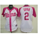 women mlb minnesota twins #2 span white pink[2012]