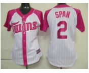 women mlb minnesota twins #2 span white pink[2012]