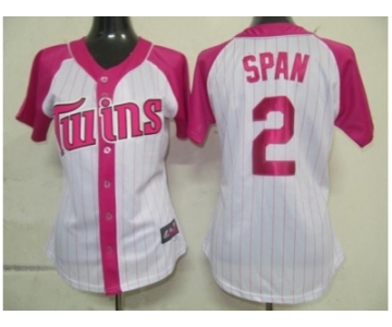 women mlb minnesota twins #2 span white pink[2012]