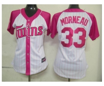 women mlb minnesota twins #33 morneau white pink[2012]