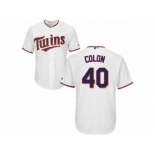 Youth Majestic Minnesota Twins #40 Bartolo Colon Replica White Home Cool Base MLB Jersey