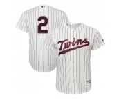 Youth Minnesota Twins #2 Brian Dozier Cream Strip Cool Base Stitched MLB Jersey