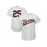 Youth Minnesota Twins #25 Byron Buxton Cream Strip Cool Base Stitched MLB Jersey