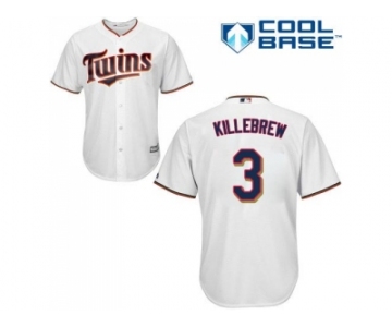 Youth Minnesota Twins #3 Harmon Killebrew White Cool Base Stitched MLB Jersey