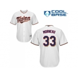 Youth Minnesota Twins #33 Justin Morneau White Cool Base Stitched MLB Jersey