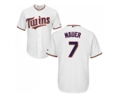 Youth Minnesota Twins #7 Joe Mauer White Cool Base Stitched MLB Jersey