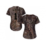 Women Atlanta Braves #1 Ozzie Albies Camo Realtree Collection Cool Base Stitched MLB Jersey