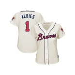 Women Atlanta Braves #1 Ozzie Albies Cream Alternate Stitched MLB Jersey