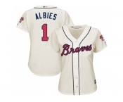 Women Atlanta Braves #1 Ozzie Albies Cream Alternate Stitched MLB Jersey