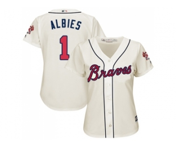 Women Atlanta Braves #1 Ozzie Albies Cream Alternate Stitched MLB Jersey