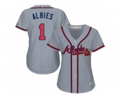 Women Atlanta Braves #1 Ozzie Albies Grey Road Stitched MLB Jersey