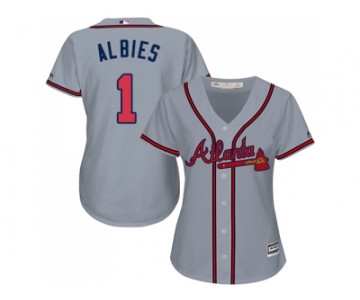 Women Atlanta Braves #1 Ozzie Albies Grey Road Stitched MLB Jersey