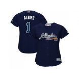 Women Atlanta Braves #1 Ozzie Albies Navy Blue Alternate Stitched MLB Jersey