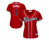 Women Atlanta Braves #1 Ozzie Albies Red Alternate Stitched MLB Jersey