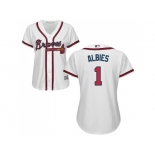 Women Atlanta Braves #1 Ozzie Albies White Home Stitched MLB Jersey