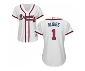 Women Atlanta Braves #1 Ozzie Albies White Home Stitched MLB Jersey