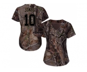 Women Atlanta Braves #10 Chipper Jones Camo Realtree Collection Cool Base Stitched MLB Jersey