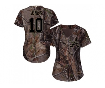 Women Atlanta Braves #10 Chipper Jones Camo Realtree Collection Cool Base Stitched MLB Jersey