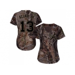 Women Atlanta Braves #13 Ronald Acuna Jr. Camo Realtree Collection Cool Base Stitched MLB Jersey