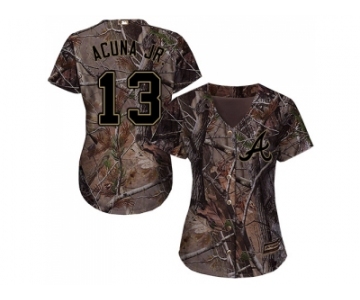 Women Atlanta Braves #13 Ronald Acuna Jr. Camo Realtree Collection Cool Base Stitched MLB Jersey