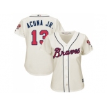 Women Atlanta Braves #13 Ronald Acuna Jr. Cream Alternate Stitched MLB Jersey