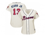 Women Atlanta Braves #13 Ronald Acuna Jr. Cream Alternate Stitched MLB Jersey